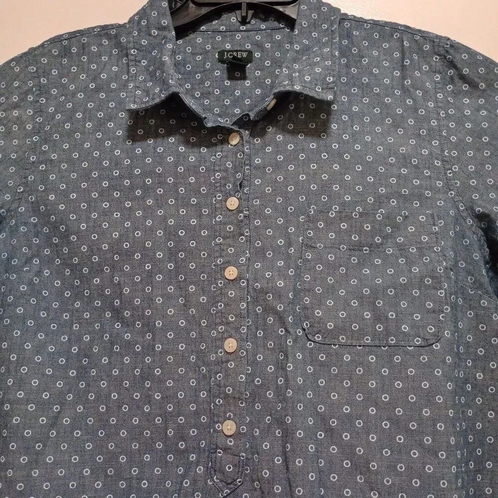 J. Crew Shirt Mens XL  Fit Button Down Long Sleeve Blue Circle Print Shirt